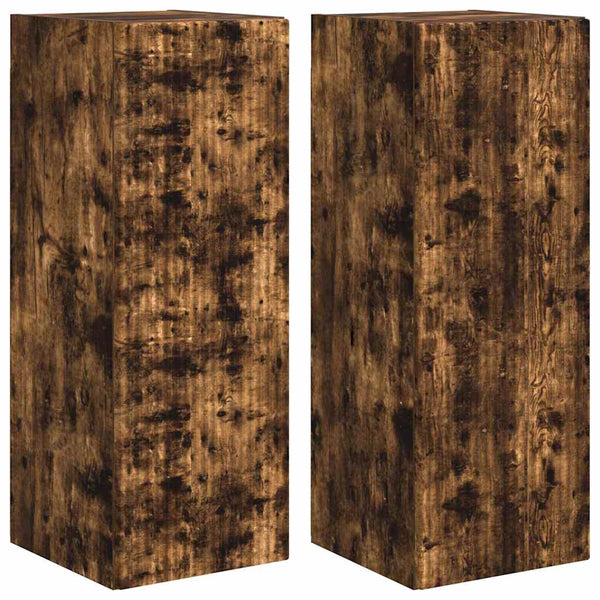 vidaXL Meuble TV mural 2 pcs Chêne fumé 30 x 31 x 80 cm