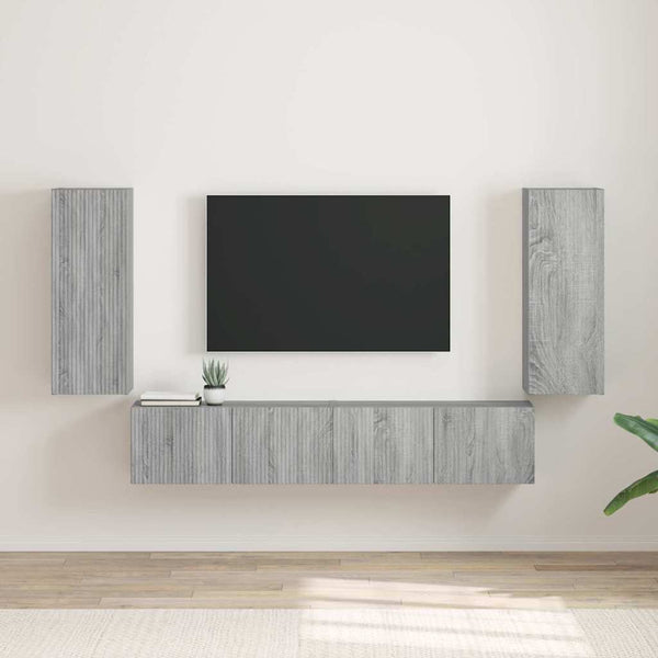 vidaXL Meuble TV mural 2 pcs Chêne sonoma gris 30 x 31 x 80 cm
