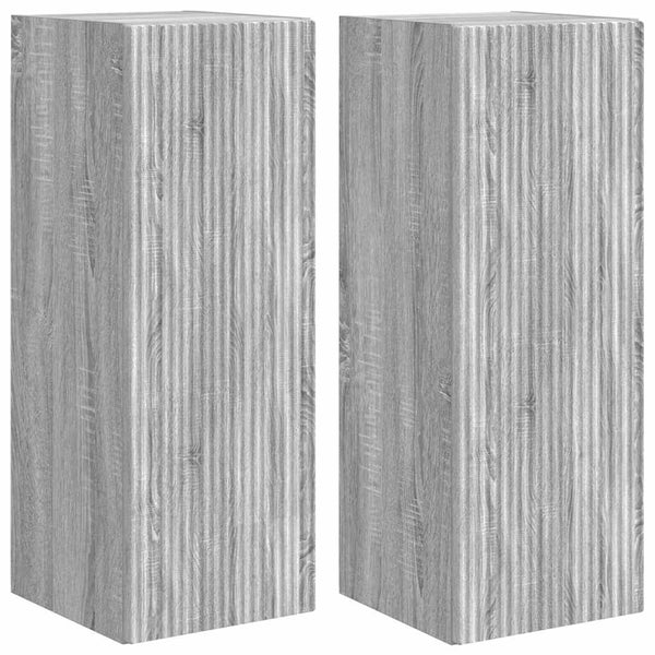 vidaXL Meuble TV mural 2 pcs Chêne sonoma gris 30 x 31 x 80 cm