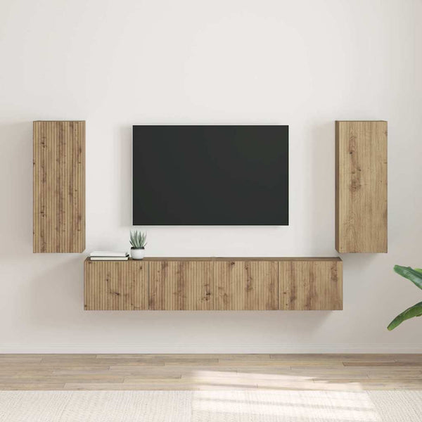 TV-Wandschrank 2er Set Eiche 30x80 cm