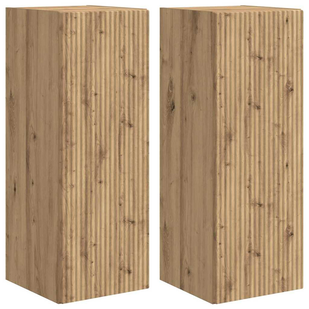 TV-Wandschrank 2er Set Eiche 30x80 cm
