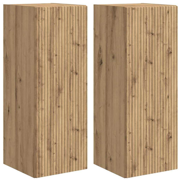 TV-Wandschrank 2er Set Eiche 30x80 cm