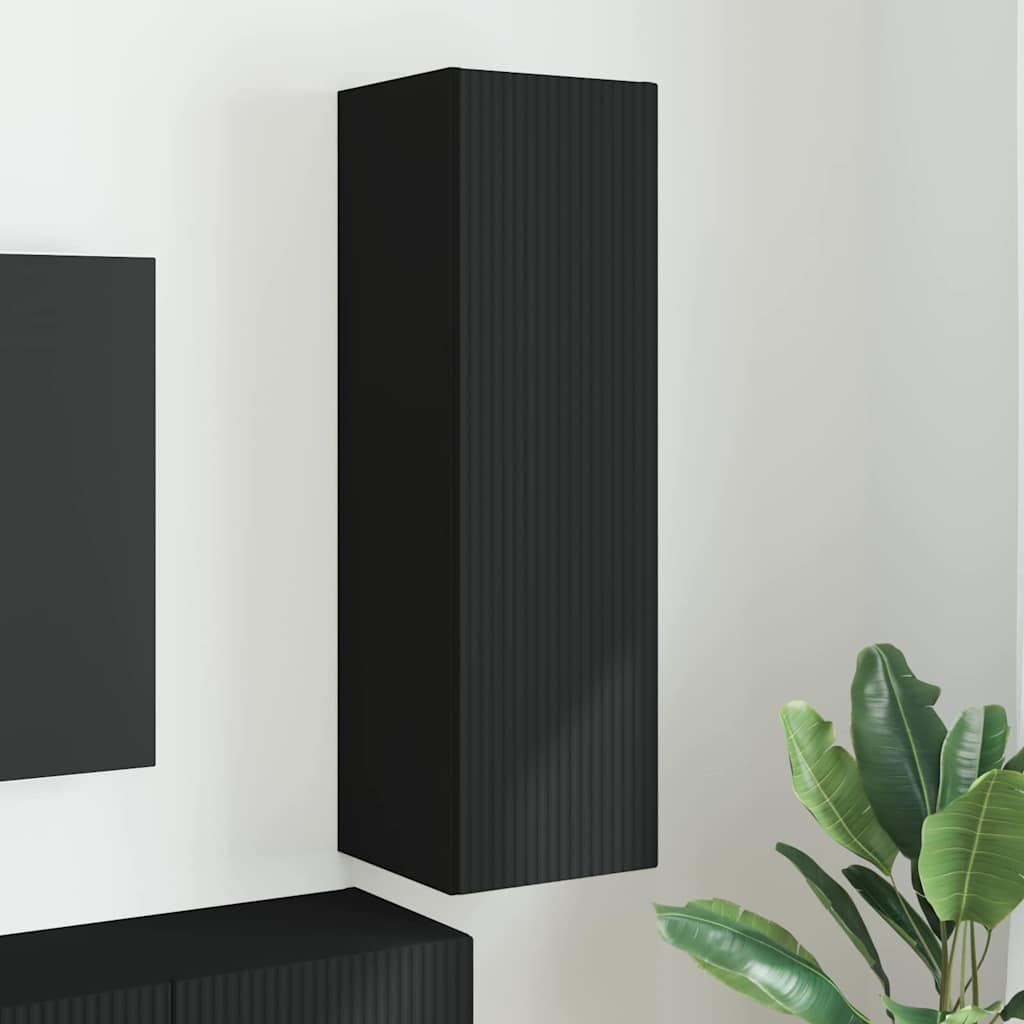 Schwarzer TV-Wandschrank 30x100 cm