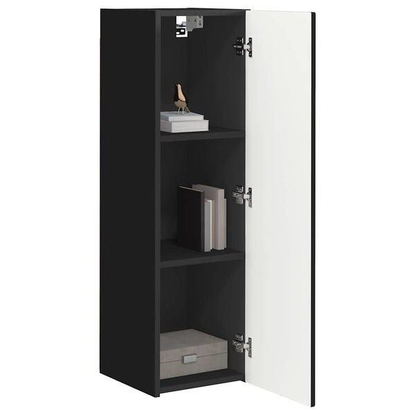 Schwarzer TV-Wandschrank 30x100 cm