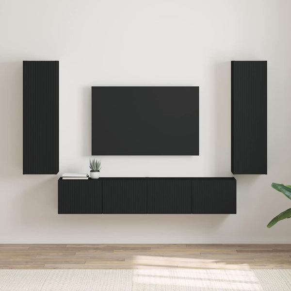 TV-Wandschrank Schwarz 2er-Set