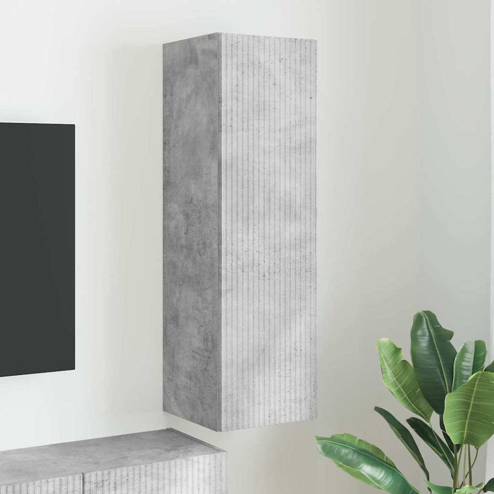 vidaXL Meuble TV mural en aggloméré coloris béton 30 x 31 x 100 cm