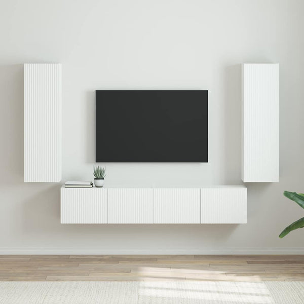 TV-Wandschrank, 2er Set, Weiß Glänzend