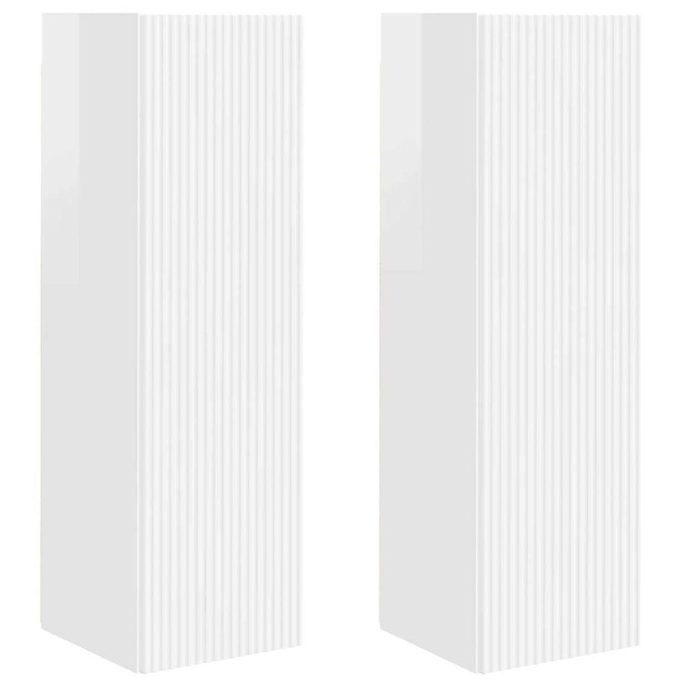 TV-Wandschrank, 2er Set, Weiß Glänzend