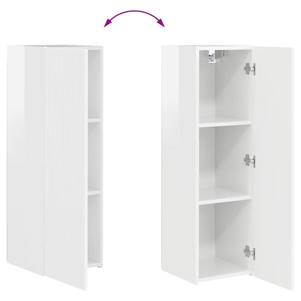 TV-Wandschrank, 2er Set, Weiß Glänzend