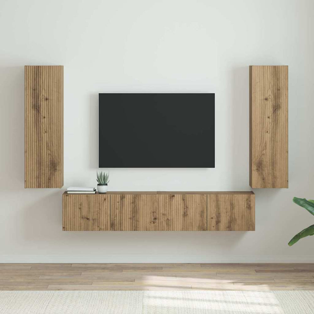 TV-Wandschrank 2er Set Eiche 30x100 cm