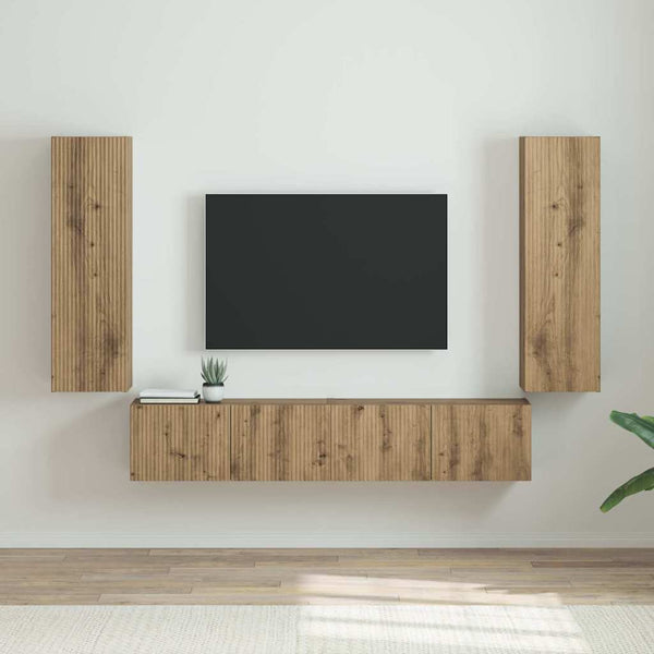 TV-Wandschrank 2er Set Eiche 30x100 cm