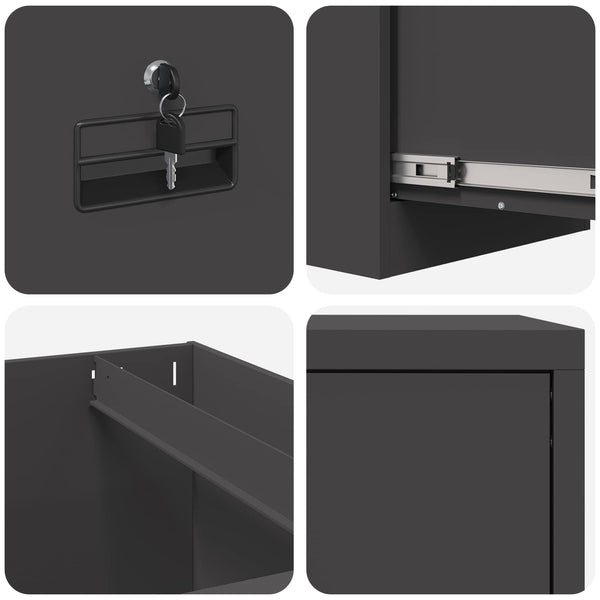 vidaXL Meuble de classement noir 44 x 50 x 74,5 cm Acier laminé à froid