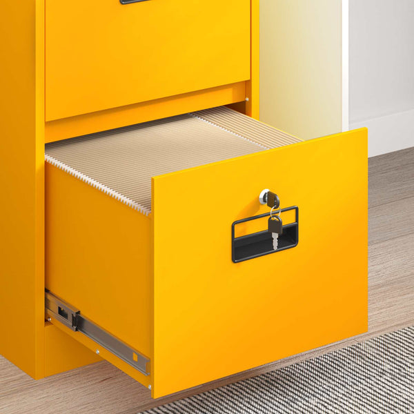Senfgelber Aktenschrank aus Stahl