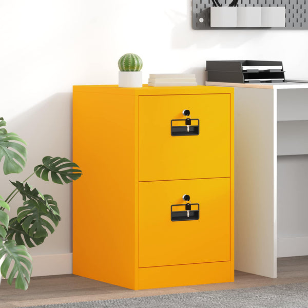 Senfgelber Aktenschrank aus Stahl