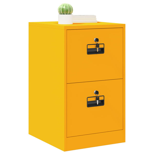 Senfgelber Aktenschrank aus Stahl