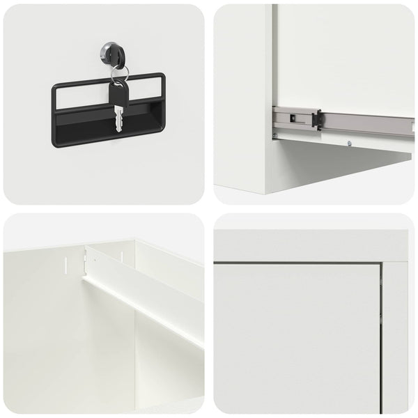 Weißer Aktenschrank aus Stahl, 44x50x74,5 cm