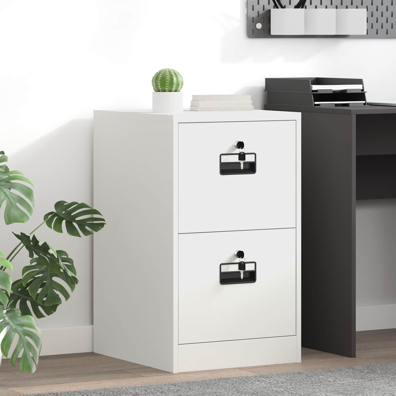Weißer Aktenschrank aus Stahl, 44x50x74,5 cm