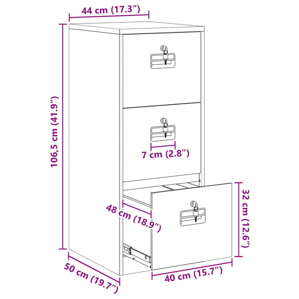 vidaXL Armoire de classement noire 44 x 50 x 106,5 cm, acier laminé à froid