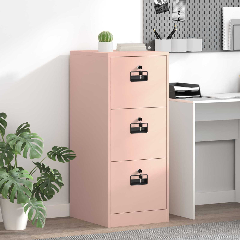 Rosa Aktenschrank aus Stahl