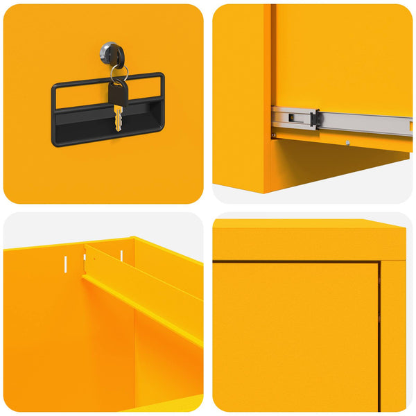 Senfgelber Aktenschrank aus Stahl
