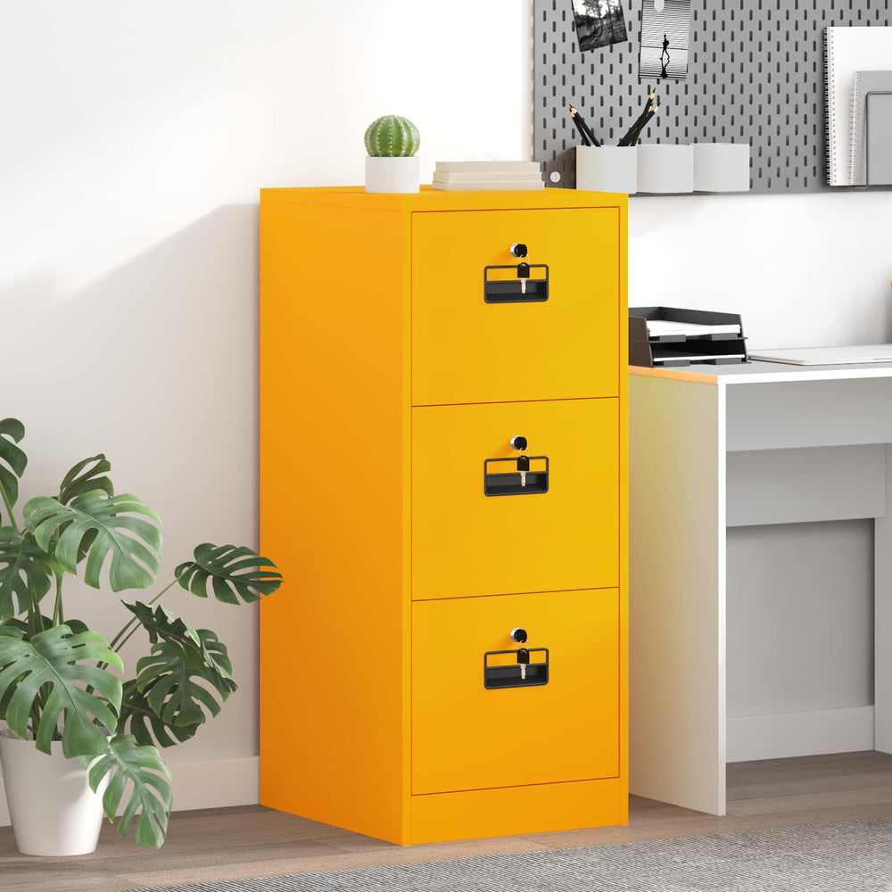 Senfgelber Aktenschrank aus Stahl