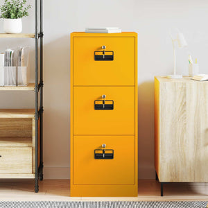 Senfgelber Aktenschrank aus Stahl