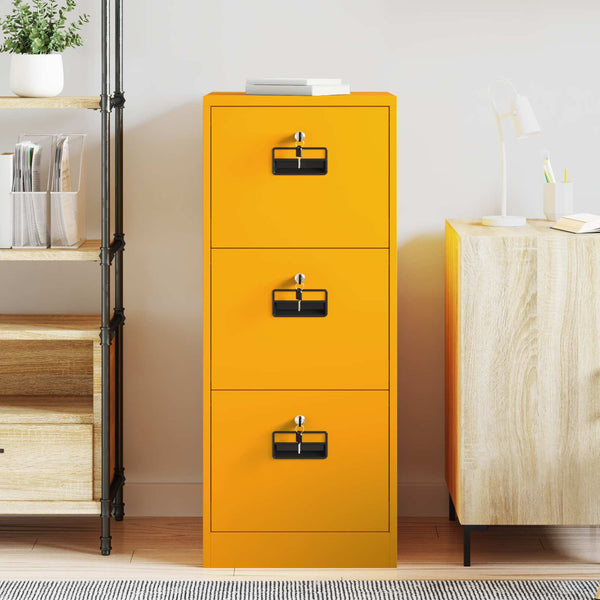 Senfgelber Aktenschrank aus Stahl