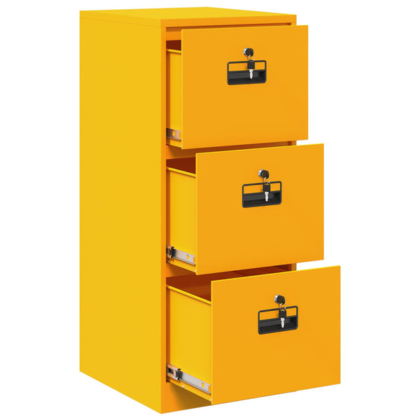 Senfgelber Aktenschrank aus Stahl