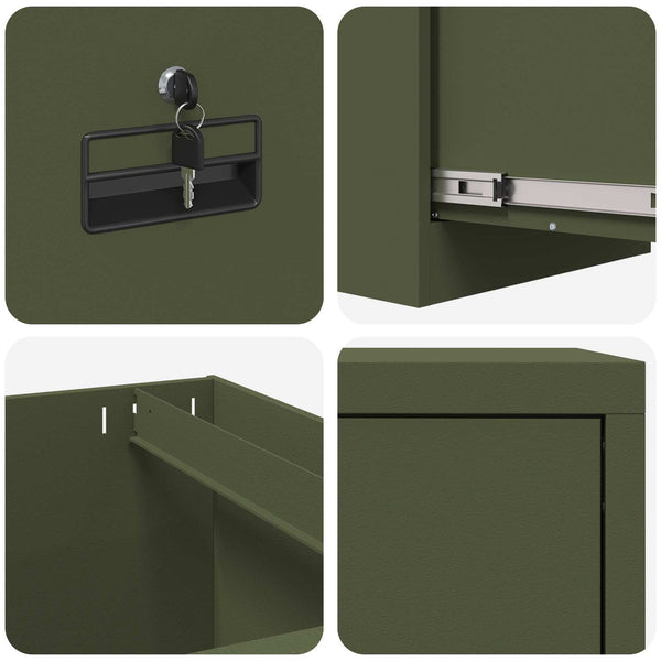 vidaXL Classeur Vert olive 44 x 50 x 106,5 cm Acier laminé à froid