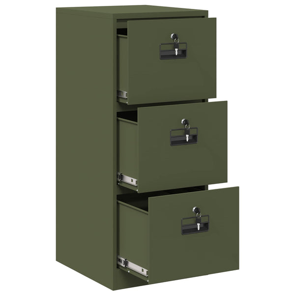 vidaXL Classeur Vert olive 44 x 50 x 106,5 cm Acier laminé à froid