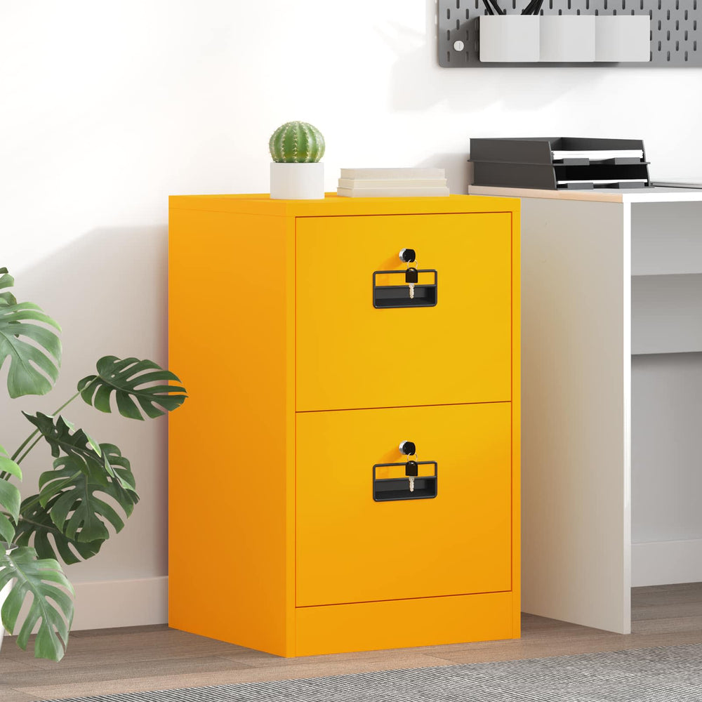 Senfgelber Aktenschrank aus Stahl
