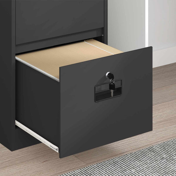 Schwarzer Aktenschrank aus Stahl, 106,5 cm hoch