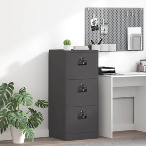 Schwarzer Aktenschrank aus Stahl, 106,5 cm hoch