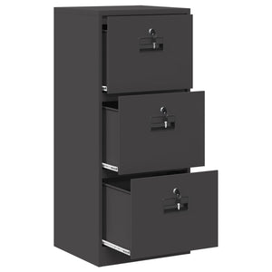 Schwarzer Aktenschrank aus Stahl, 106,5 cm hoch