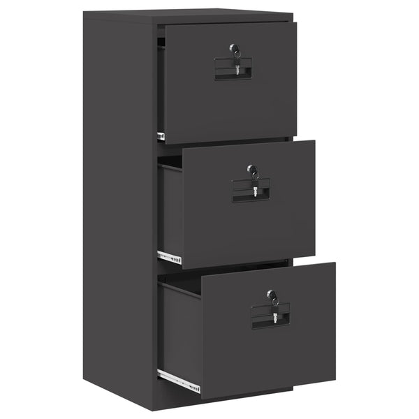 Schwarzer Aktenschrank aus Stahl, 106,5 cm hoch