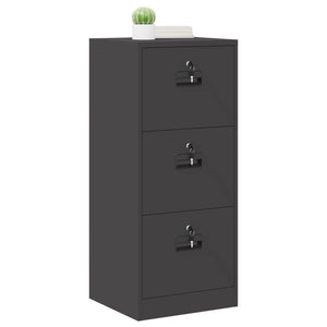 Schwarzer Aktenschrank aus Stahl, 106,5 cm hoch