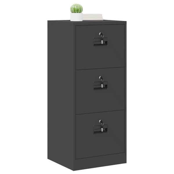 Schwarzer Aktenschrank aus Stahl, 106,5 cm hoch