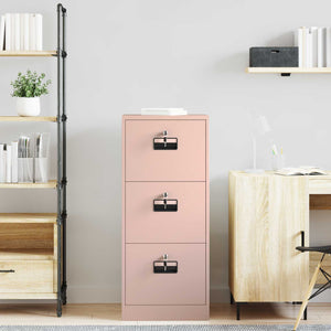 Rosa Aktenschrank aus Stahl, 106,5 cm hoch