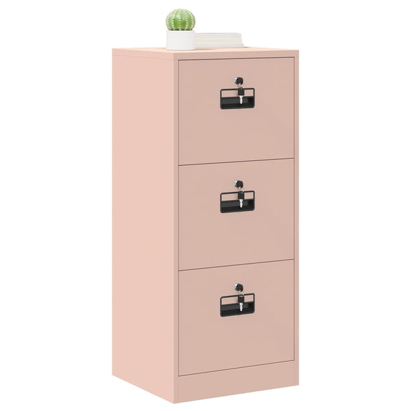 Rosa Aktenschrank aus Stahl, 106,5 cm hoch