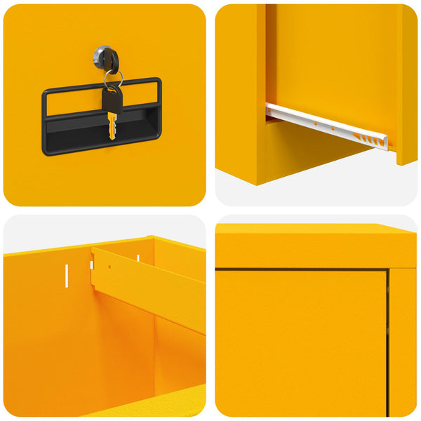 Senfgelber Aktenschrank aus Stahl
