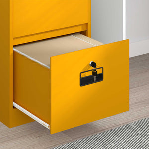 Senfgelber Aktenschrank aus Stahl