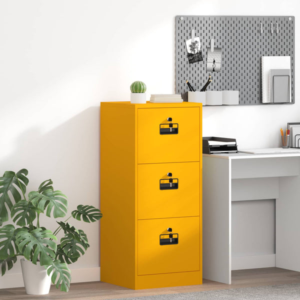 Senfgelber Aktenschrank aus Stahl
