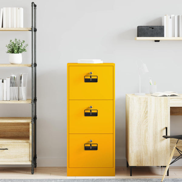 Senfgelber Aktenschrank aus Stahl
