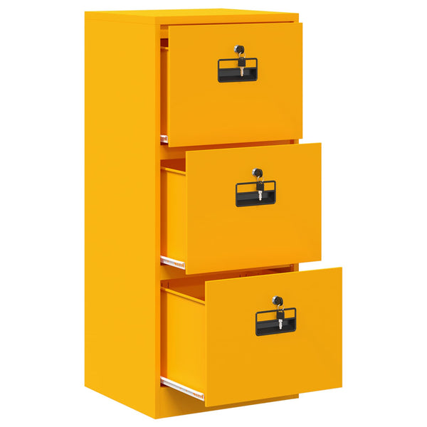 Senfgelber Aktenschrank aus Stahl