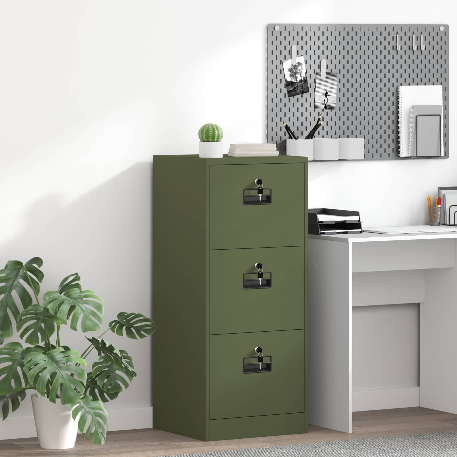 Aktenschrank Olive Grün mit Schubladen