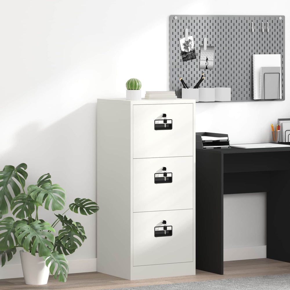 Weißer Aktenschrank aus Stahl, 106,5 cm hoch
