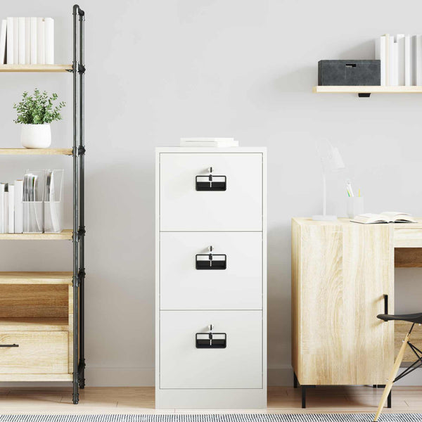 Weißer Aktenschrank aus Stahl, 106,5 cm hoch