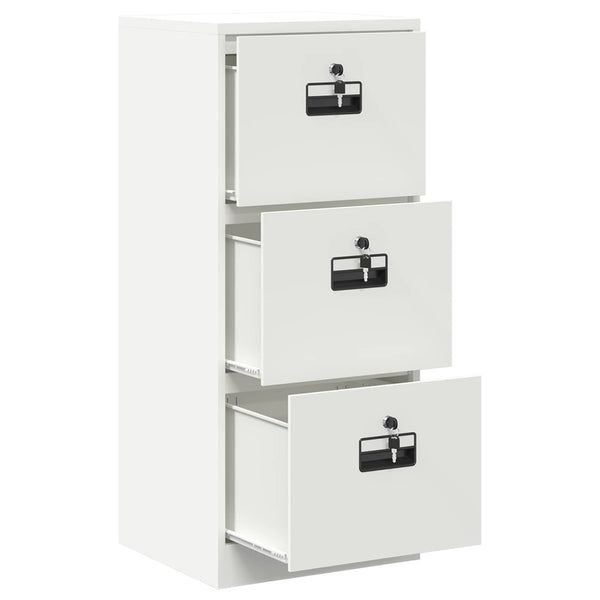 Weißer Aktenschrank aus Stahl, 106,5 cm hoch