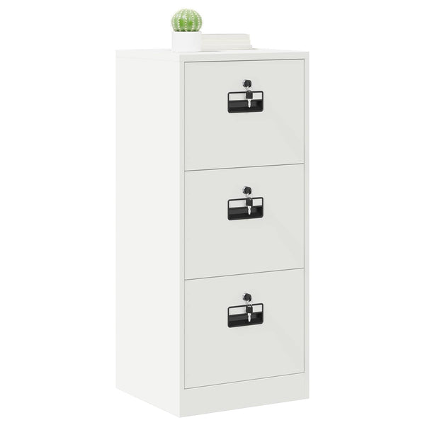 Weißer Aktenschrank aus Stahl, 106,5 cm hoch
