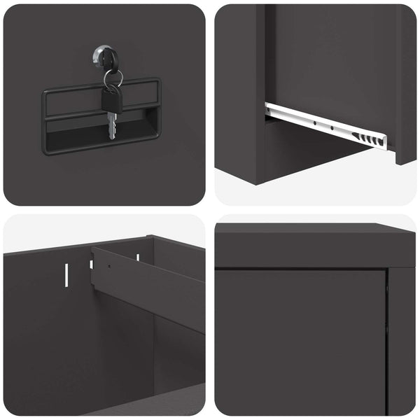 Schwarzer Aktenschrank aus Stahl